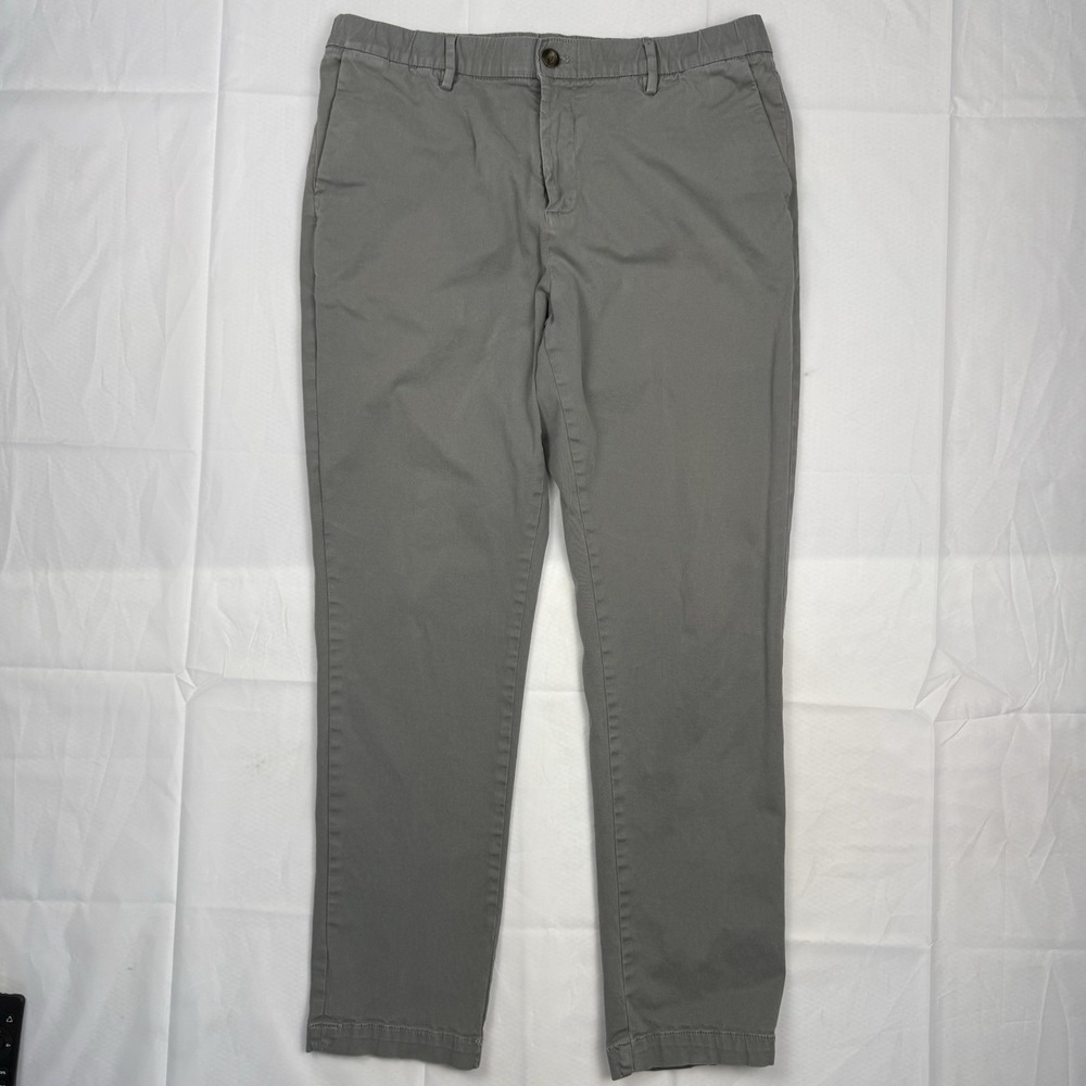 Bear Bottoms Mens Large Inseam Chino Pants Elastic Waist Tapered Gray